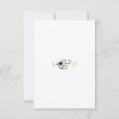 Whimsical Blue Gold Floral Wedding RSVP Karte (Rückseite)