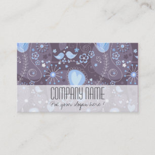 Whimsical Blue Gray Floral Eleganter Event Planner Visitenkarte