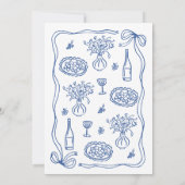Whimsical Blue Hand Drawing Brunch Brautparty Einladung (Rückseite)