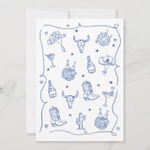 Whimsical Blue Hand Drawing Cowgirl Brautparty Einladung (Rückseite)