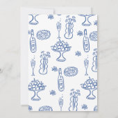 Whimsical Blue Hand Drawn Bridal Brunch Dusche Einladung (Rückseite)