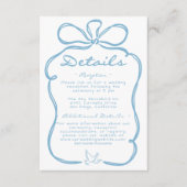 Whimsical Blue Hand Drawn Floral Stripe Wedding Begleitkarte (Vorderseite)