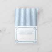 Whimsical Blue Hand Drawn Floral Stripe Wedding Dankeskarte (Innenseite)