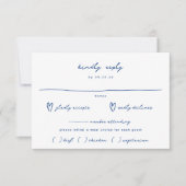 Whimsical Blue Hand Drawn Meal Choice Hochzeit RSVP Karte (Vorderseite)