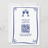 Whimsical Blue Hand Drawn Quirky Wedding Einladung (Rückseite)