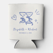 Whimsical Blue Hand Drawn Romantic Wedding Dosenkühler (Vorderseite)