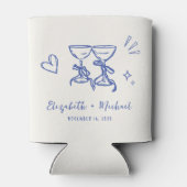 Whimsical Blue Hand Drawn Romantic Wedding Dosenkühler (Rückseite)