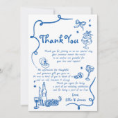 Whimsical Blue Hand Drawn Wedding Einladung (Vorderseite)