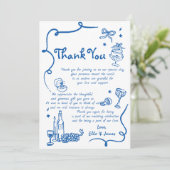 Whimsical Blue Hand Drawn Wedding Einladung (Stehend Vorderseite)
