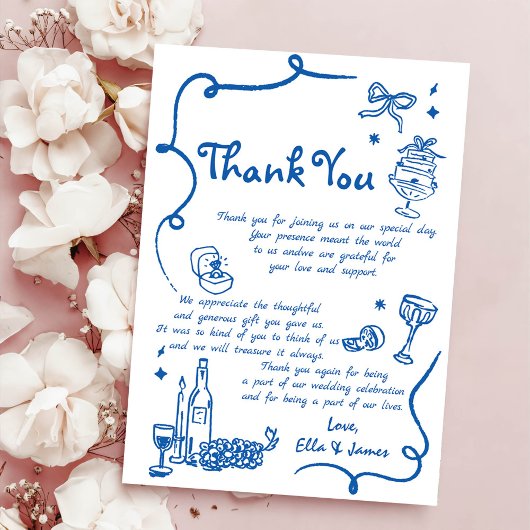 Whimsical Blue Hand Drawn Wedding Einladung