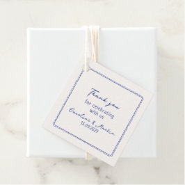 Whimsical, Blue Hand gezogen Hochzeit danke Geschenkanhänger