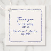 Whimsical, Blue Hand gezogen Hochzeit danke Geschenkanhänger (Vorderseite)