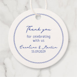 Whimsical, Blue Hand gezogen Hochzeit danke Geschenkanhänger