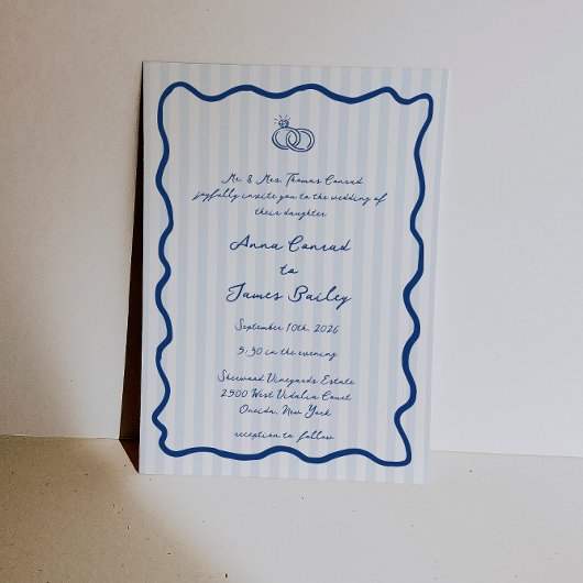Whimsical Blue Handwriting Wedding Einladung