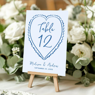 Whimsical Blue Heart Hochzeit Tischnummer