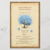 Whimsical Blue Heart Leaf Tree Hochzeitsprogramm (Vorderseite)