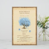 Whimsical Blue Heart Leaf Tree Hochzeitsprogramm (Stehend Vorderseite)