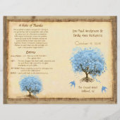 Whimsical Blue Heart Leaf Tree Hochzeitsprogramm (Vorderseite)