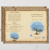 Whimsical Blue Heart Leaf Tree Hochzeitsprogramm (Vorne/Hinten)