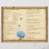 Whimsical Blue Heart Leaf Tree Hochzeitsprogramm (Rückseite)