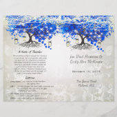 Whimsical Blue Heart Leaf Tree Hochzeitsprogramm (Vorderseite)