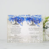 Whimsical Blue Heart Leaf Tree Hochzeitsprogramm (Stehend Vorderseite)