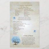 Whimsical Blue Heart Leaf Tree Hochzeitsprogramm (Rückseite)