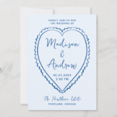Whimsical Blue Heart Wedding Einladung (Vorderseite)