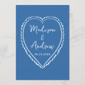 Whimsical Blue Heart Wedding Menükarte (Rückseite)