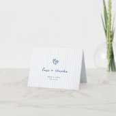 Whimsical Blue Hearts Wedding Foto Dankeskarte (Vorderseite)