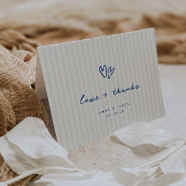 Whimsical Blue Hearts Wedding Foto Dankeskarte