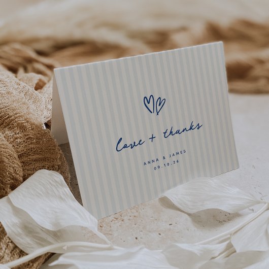 Whimsical Blue Hearts Wedding Foto Dankeskarte
