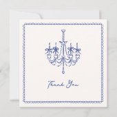 Whimsical, blue illustrative Hochzeit danke (Vorderseite)