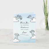 Whimsical Blue Match Made In Heaven Bridal Shower Dankeskarte (Vorderseite)