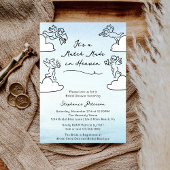 Whimsical Blue Match Made In Heaven Bridal Shower Einladung