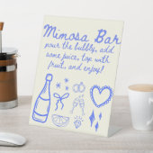 Whimsical Blue Mimosa Trendy Sketch Brautparty Sockelschild (In SItu)