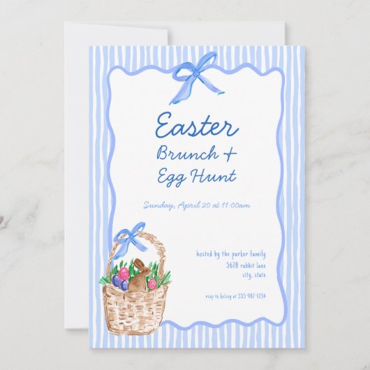 Whimsical Blue Oaster Brunch & Egg Hunt Einladung (Vorderseite)