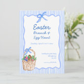 Whimsical Blue Oaster Brunch & Egg Hunt Einladung (Stehend Vorderseite)