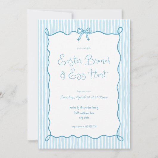 Whimsical Blue Oaster Brunch Ei Hunt Einladung (Vorderseite)