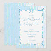 Whimsical Blue Oaster Brunch Ei Hunt Einladung (Vorne/Hinten)