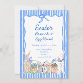 Whimsical Blue Oaster Brunch Ei Hunt Einladungen (Vorderseite)