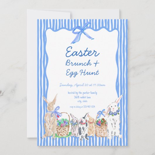 Whimsical Blue Oaster Brunch Ei Hunt Einladungen (Vorderseite)