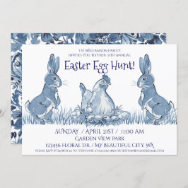 Whimsical Blue Oaster Bunny Hen Chicks Ei Hunt Einladung