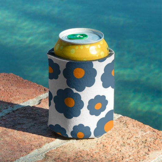 Whimsical Blue & Orange Floral Retro, fröhlich Dosenkühler (In Situ Pool)