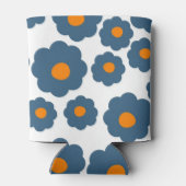 Whimsical Blue & Orange Floral Retro, fröhlich Dosenkühler (Rückseite)