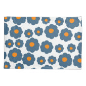 Whimsical Blue & Orange Floral Retro, fröhlich Kissenbezug (Rückseite)