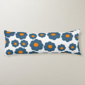 Whimsical Blue & Orange Floral Retro, fröhlich Seitenschläferkissen (Rückseite)