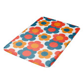 Whimsical Blue & Orange Floral Retro heiter Badematte (Schrägansicht)