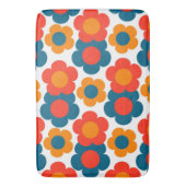Whimsical Blue & Orange Floral Retro heiter Badematte (Vorderseite Vertikal)