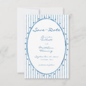 Whimsical Blue Oval Watercolor Stripe Photo Save The Date (Vorderseite)